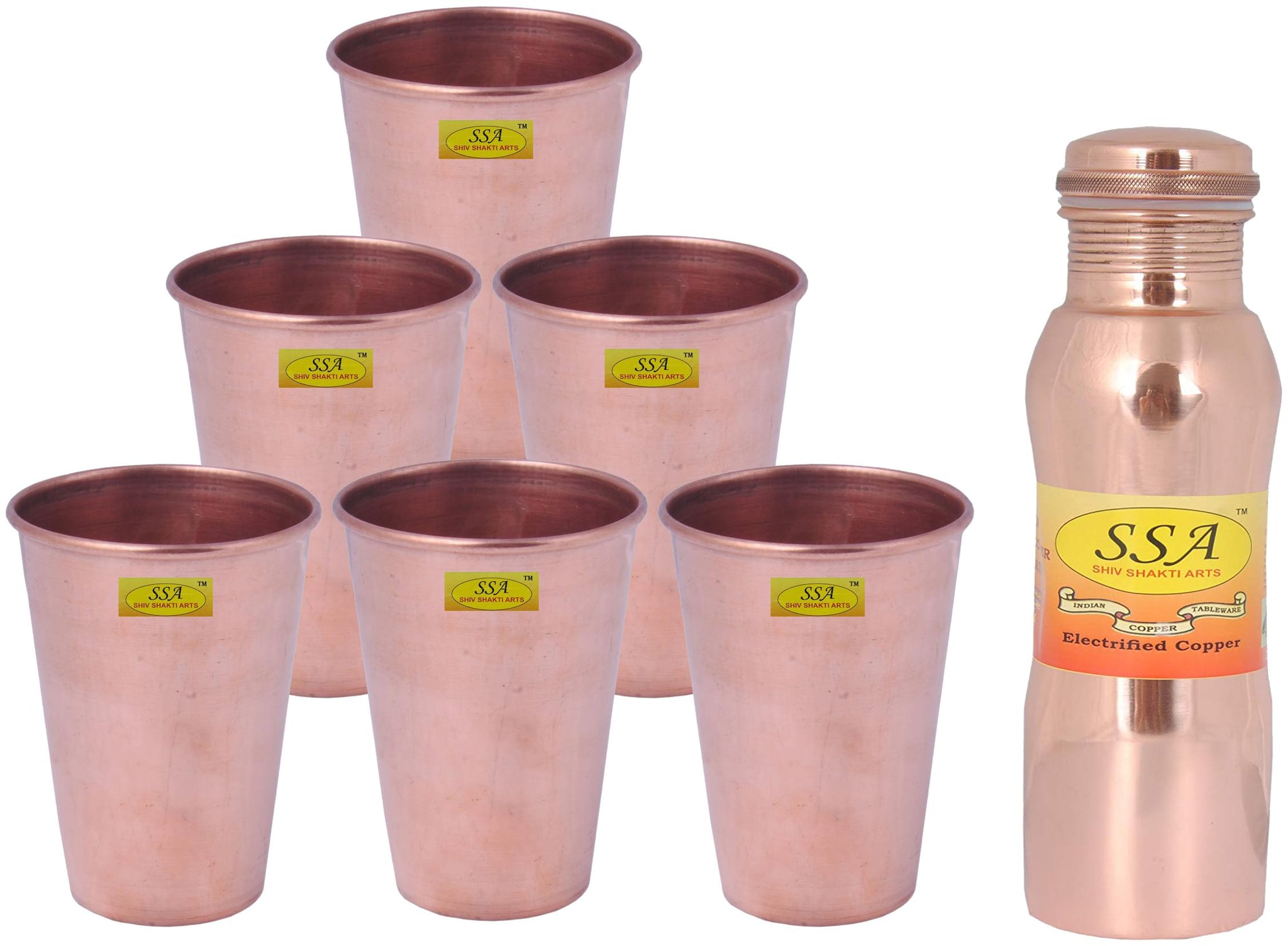 

Shiv Shakti Arts Copper Brown Water Bottle ( 1000 ml Set of 7 )