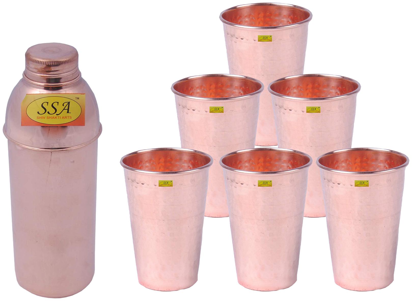 

Shiv Shakti Arts Copper Brown Water Bottle ( 900 ml Set of 7 )
