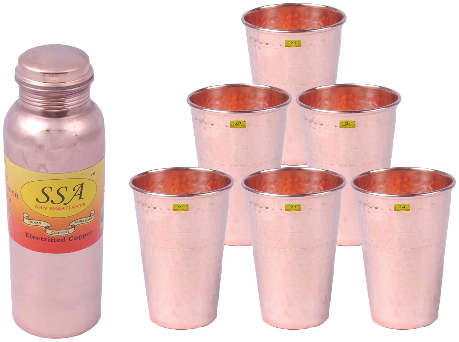 

Shiv Shakti Arts Copper Brown Water Bottle ( 500 ml Set of 7 )