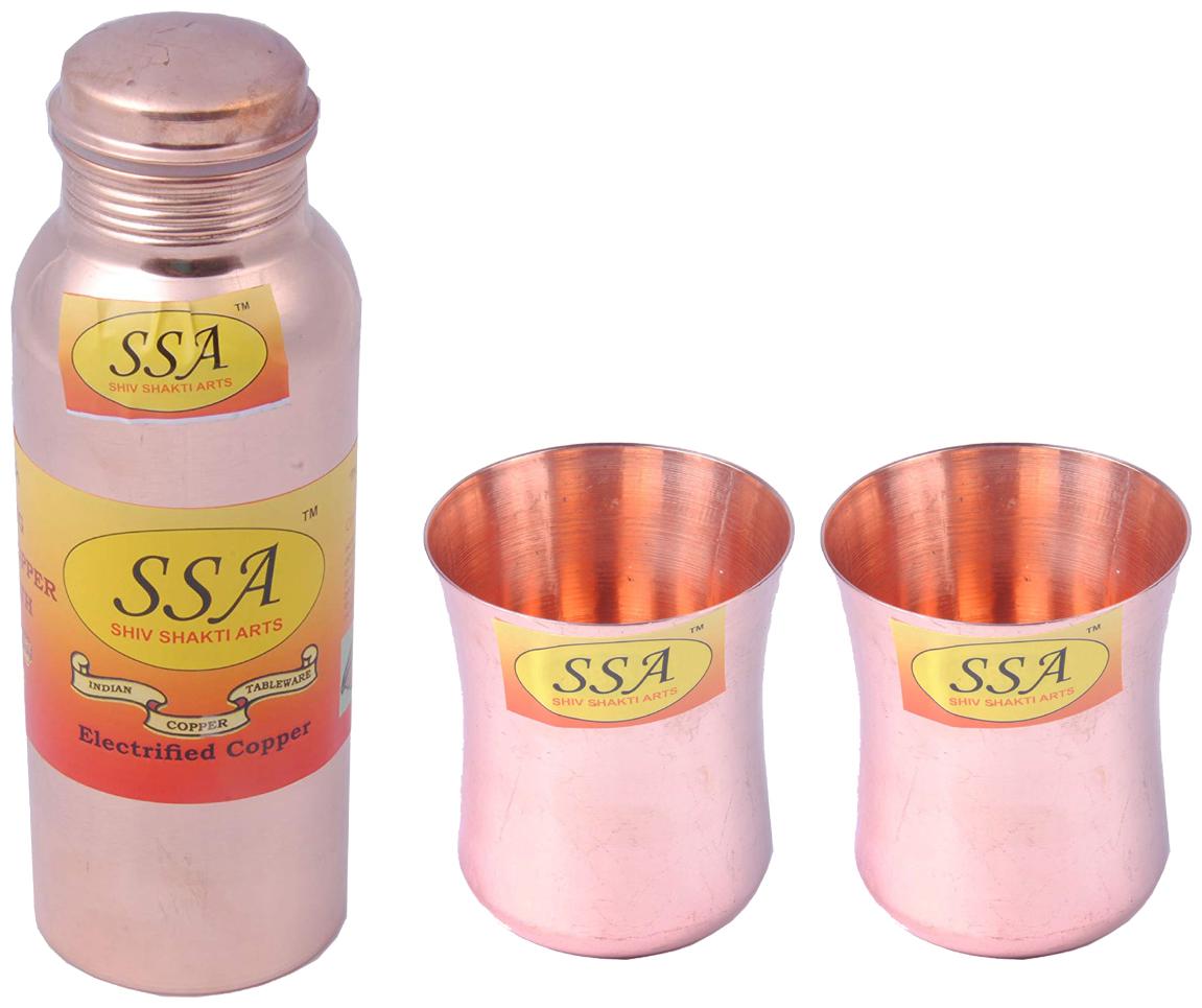 

Shiv Shakti Arts Copper Brown Water Bottle ( 750 ml Set of 3 )