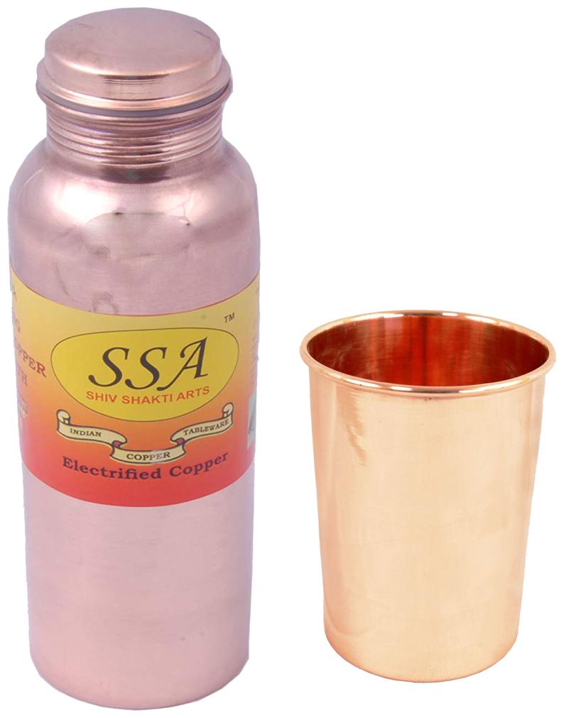 

Shiv Shakti Arts Copper Brown Water Bottle ( 500 ml Set of 2 )