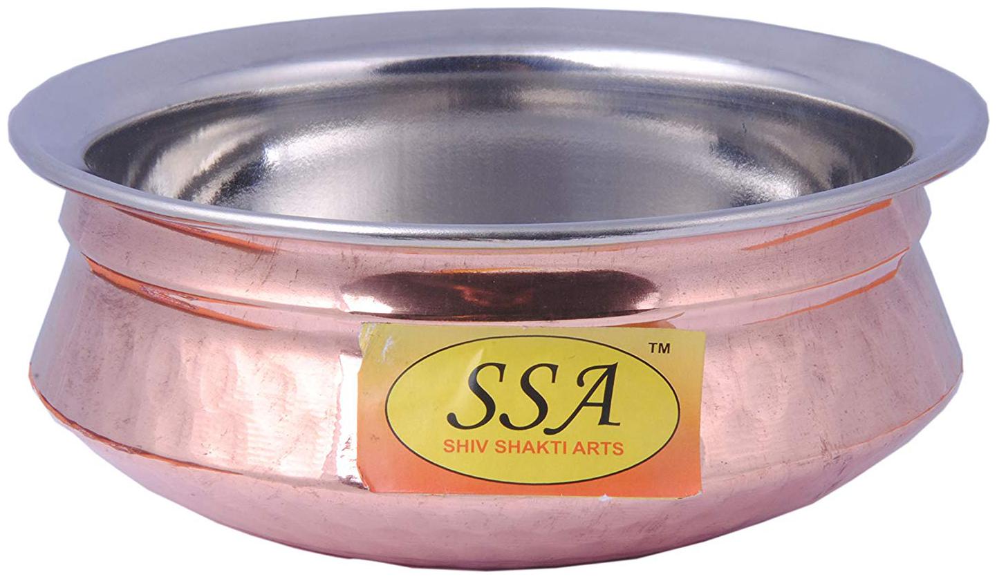 

Shiv Shakti Arts Handmade Pure Steel Copper Handi Bowl Bhagoni No 2 Hammered Design Bowl Handi Volume 500 ml For Dinnerware Hotelware Giftware