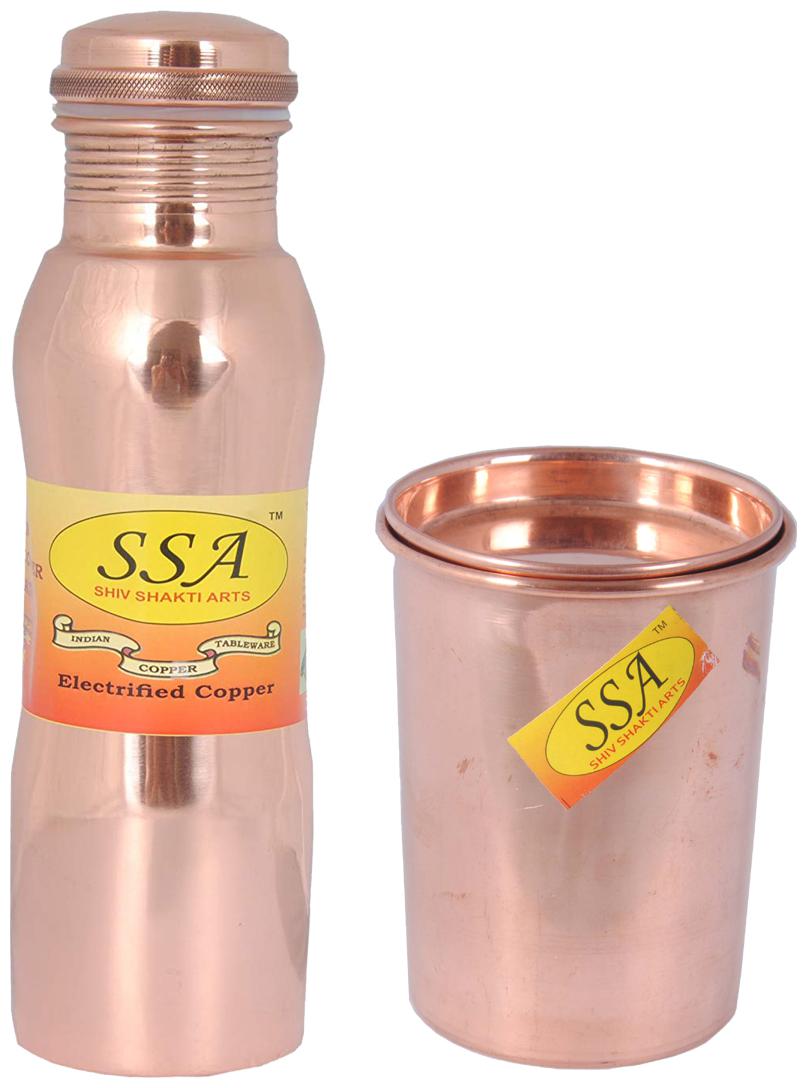 

Shiv Shakti Arts Copper Brown Water Bottle ( 1000 ml Set of 2 )