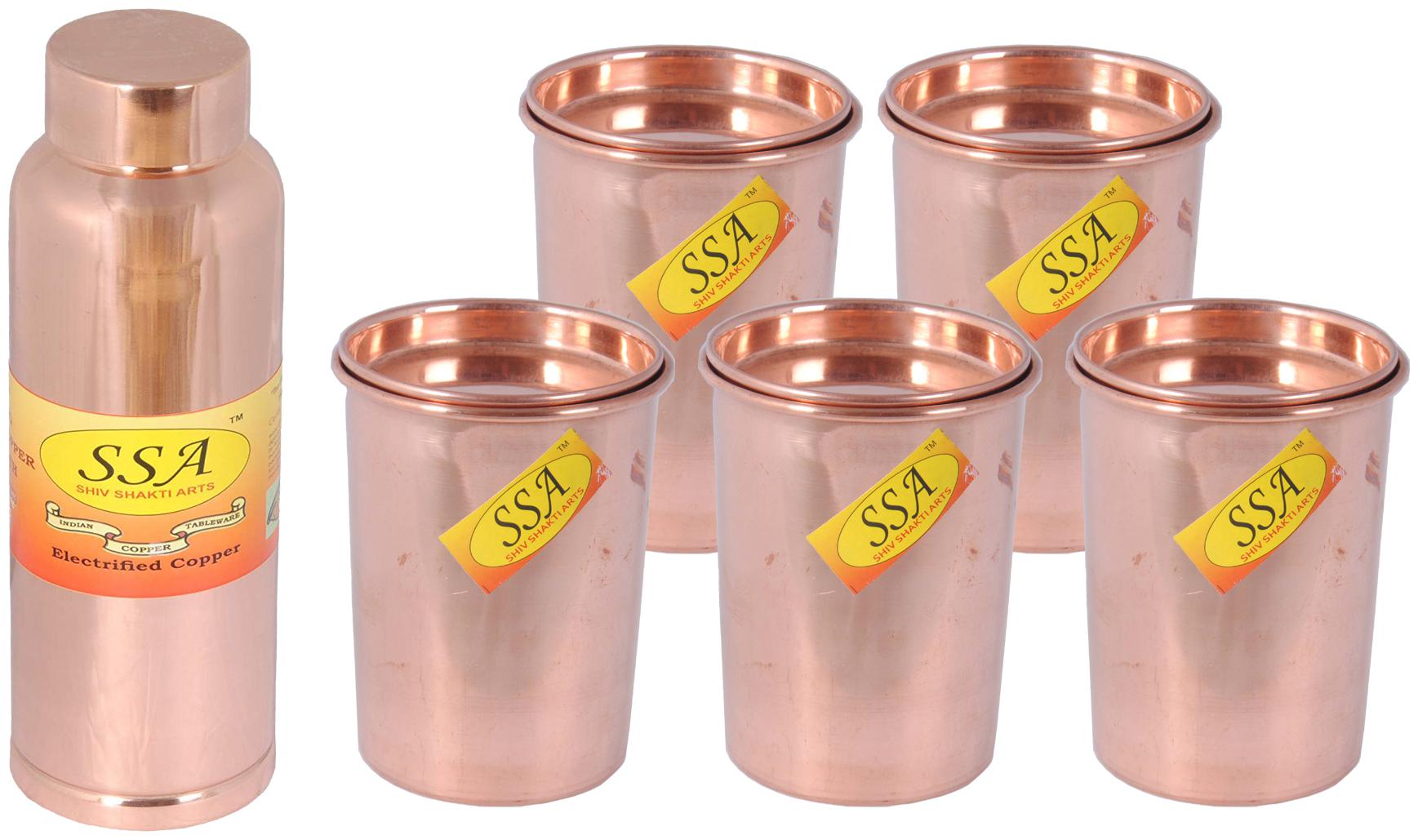 

Shiv Shakti Arts Copper Brown Water Bottle ( 1000 ml Set of 6 )