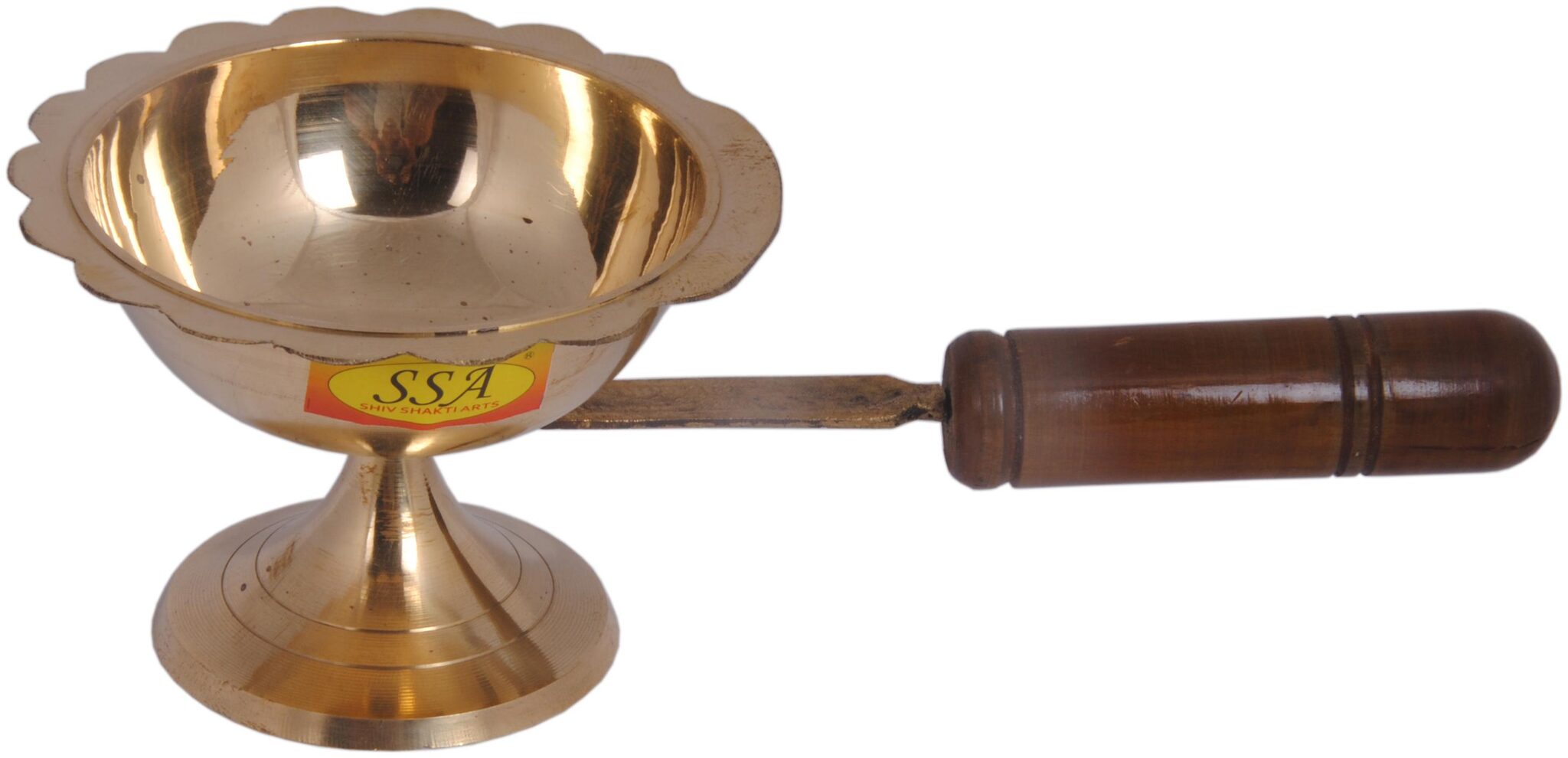 

Shiv Shakti Arts Handmade Pure Brass Antique Deisgner Fantastic Dhoop Danni With Wooden Handle - 27 CM For Diwali Navratri Pooja Set Of 1