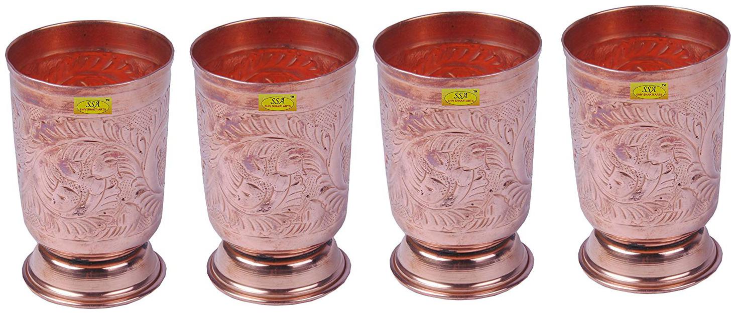 

Shiv Shakti Arts Handmade Pure Copper Royal Designer Glass Set of 4
