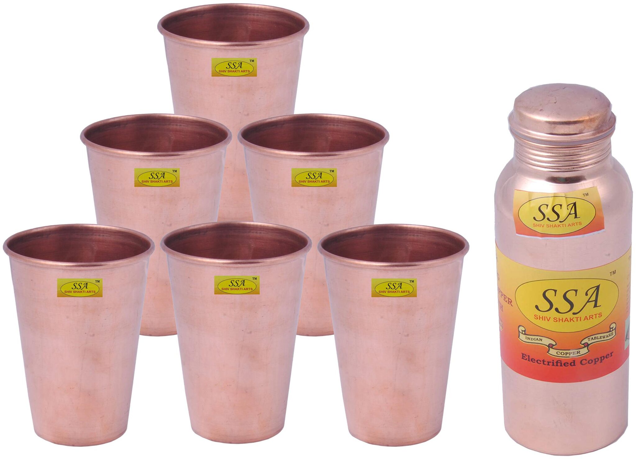

Shiv Shakti Arts Copper Brown Water Bottle ( 750 ml Set of 7 )