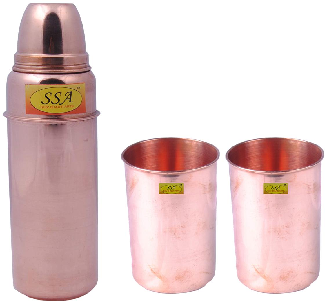 

Shiv Shakti Arts Copper Brown Water Bottle ( 750 ml Set of 3 )