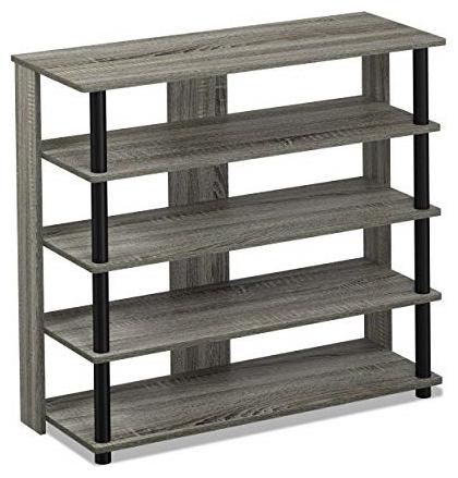 

Shoe Rack Five Tier Shelf Sturdy Durable 31 3 Inches Wide French Oak Grey Black