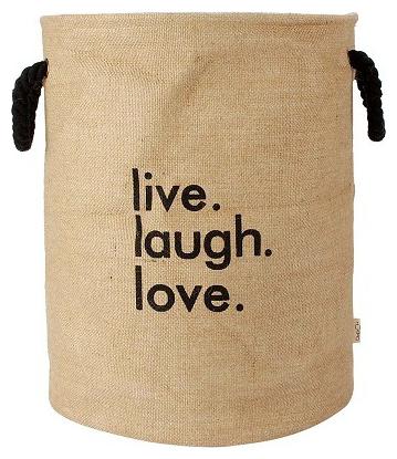 

ShopAIS Laundry Basket Exquisite 45-Litre European Pattern Folding Jute Round Live Laugh Love Laundry Hamper - Multicolor