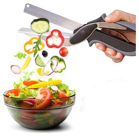 

Shopeleven Clever Cutter 2 In 1 Food Chopper Slicer Dicer Vegetable Fruit Cutter Kitchen Scissors Knife Board