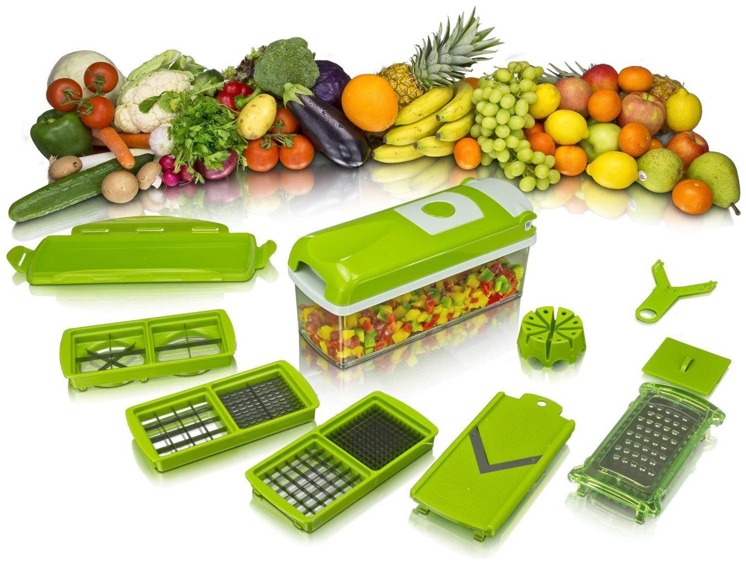 

Shopeleven Steel 14 in 1Vegetable and Fruit Chipser Chopper Slicer Chopper Cutter chipser Slicer Grater Fruit Chopper Potato Slicer Slicer Dicer Salad Cutter machine 12 Blades 1 Peeler Inside