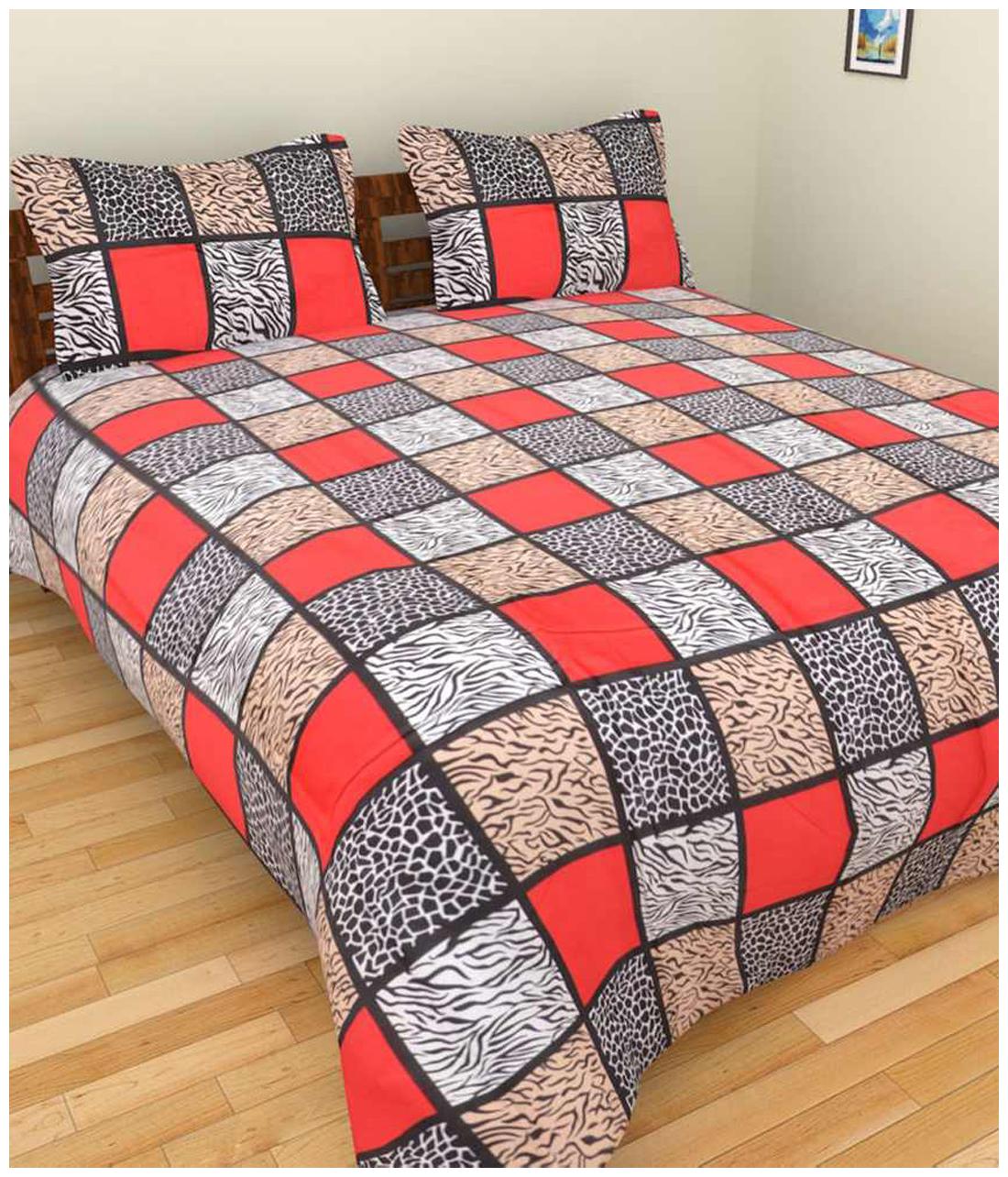 

Shopgalore Cotton Geometric Double Size Bedsheet ( 1 Bedsheet With 2 Pillow Covers Multi )