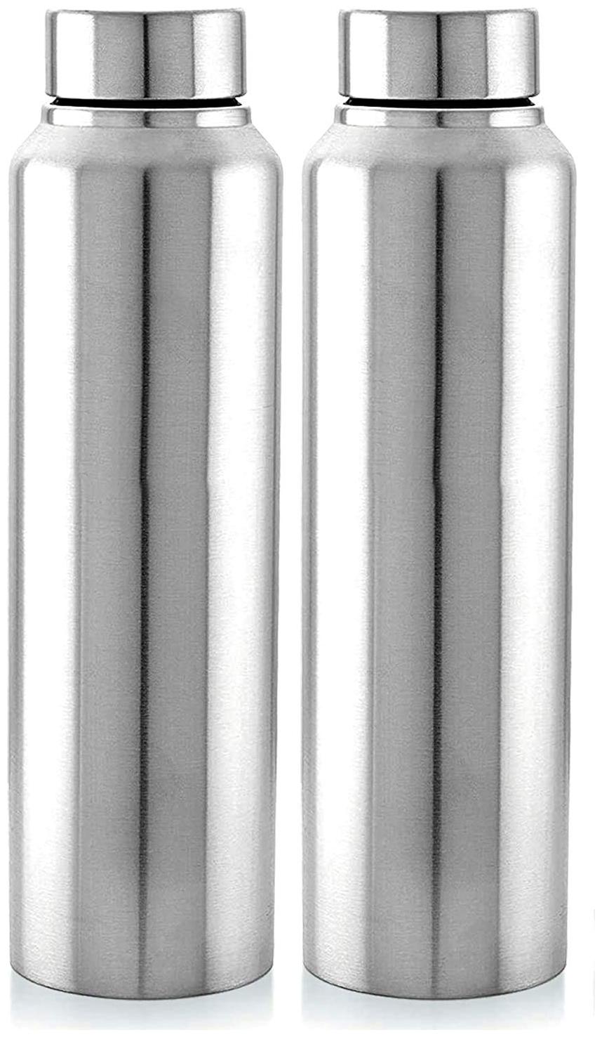 

SHOPII Stainless Steel Silver Water Bottle ( 1000 ml Set of 2 )