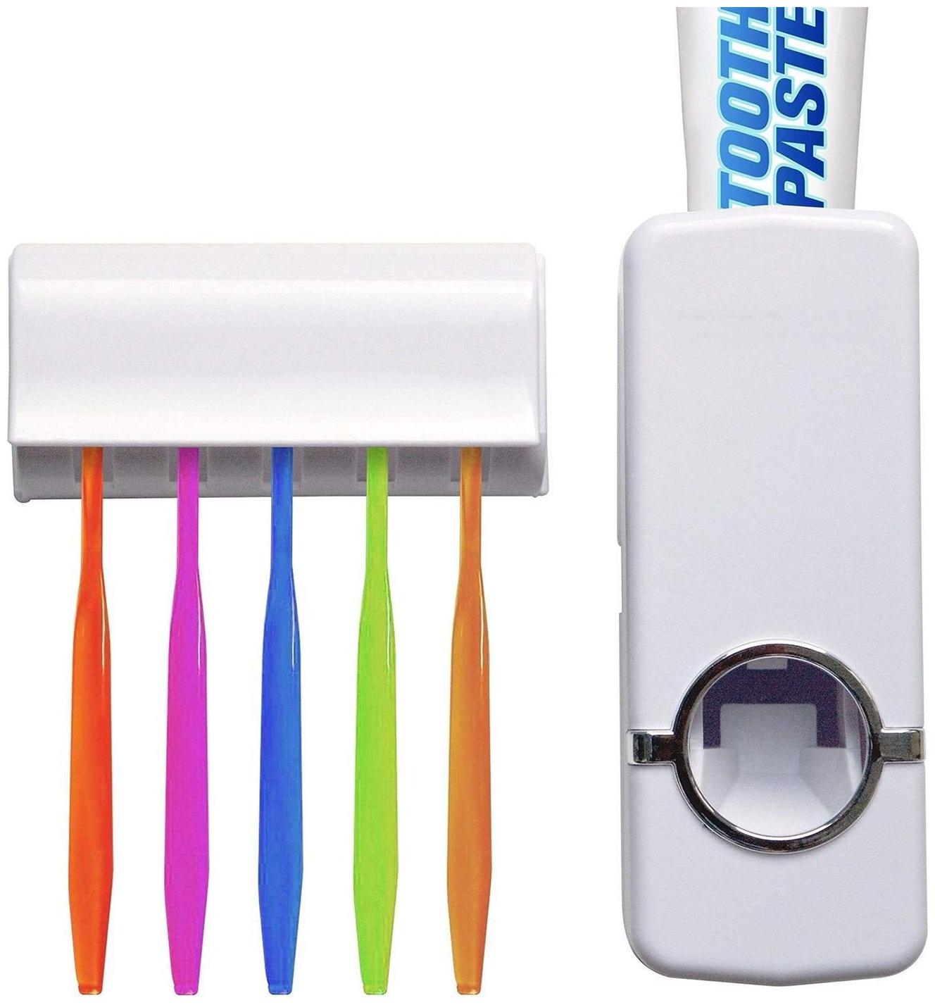 

Shopper52 Automatic Toothpaste Dispenser with Tooth Brush Holder for Home and Bathroom Acessories - TTHDISK