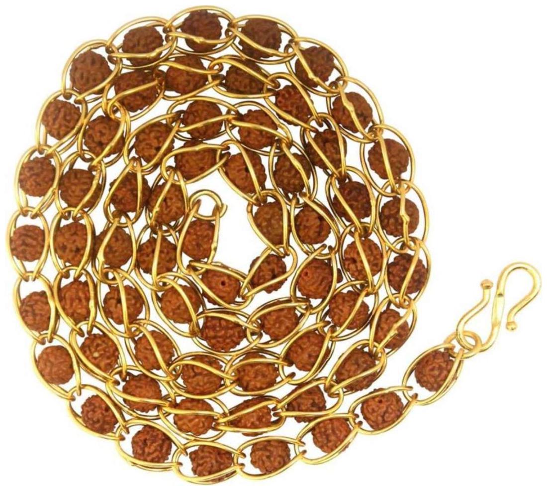 

Shopping store Natural Rudraksha Japa Mala Wood Chain with Yellow Gold Plating for Unisex