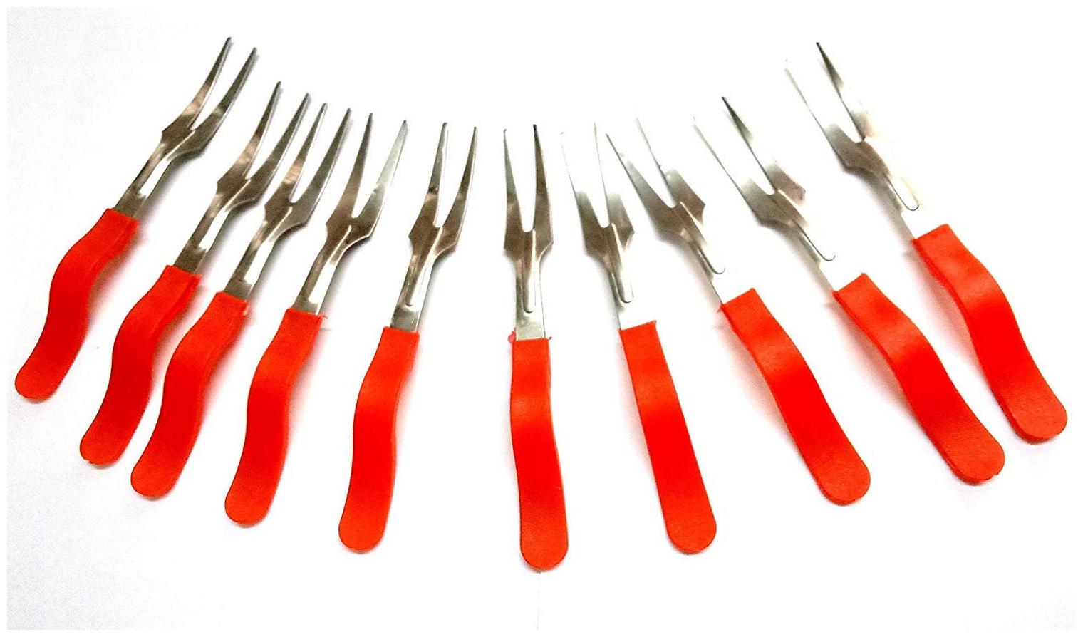 

Shopswipe Fruit Fork Stylish Stainless Steel with Plastic Handles Set of 10 pcs