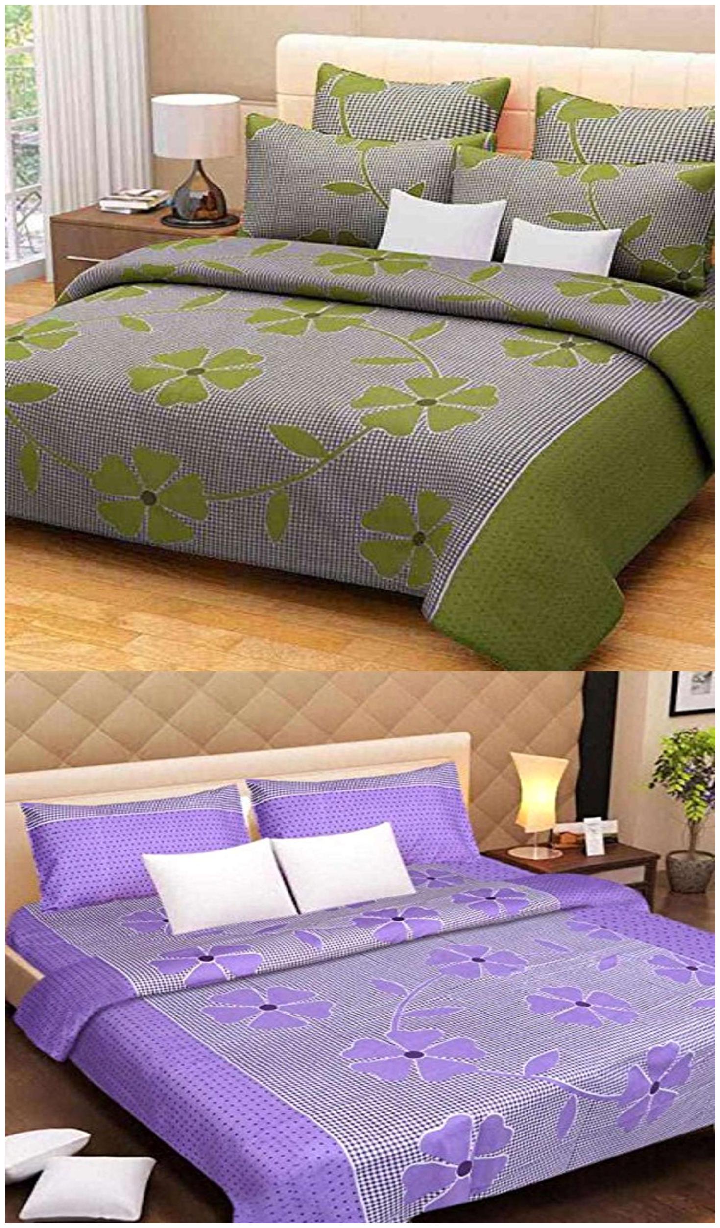 

Shree Jee Microfiber 3D Printed Double Size Bedsheet 160 TC ( 2 Bedsheet With 4 Pillow Covers Green )