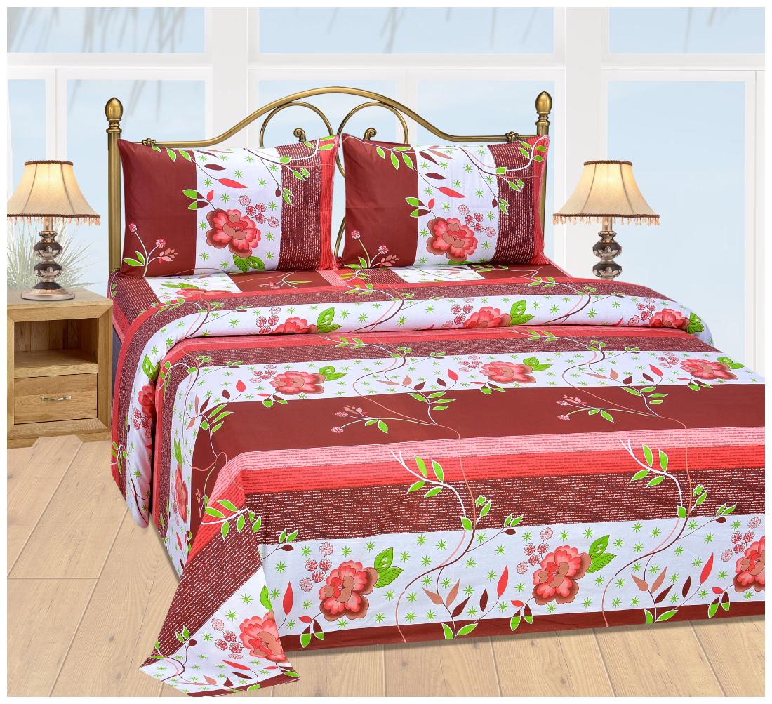 

Shree Jee Cotton Floral Double Size Bedsheet 104 TC ( 1 Bedsheet With 2 Pillow Covers Multi )