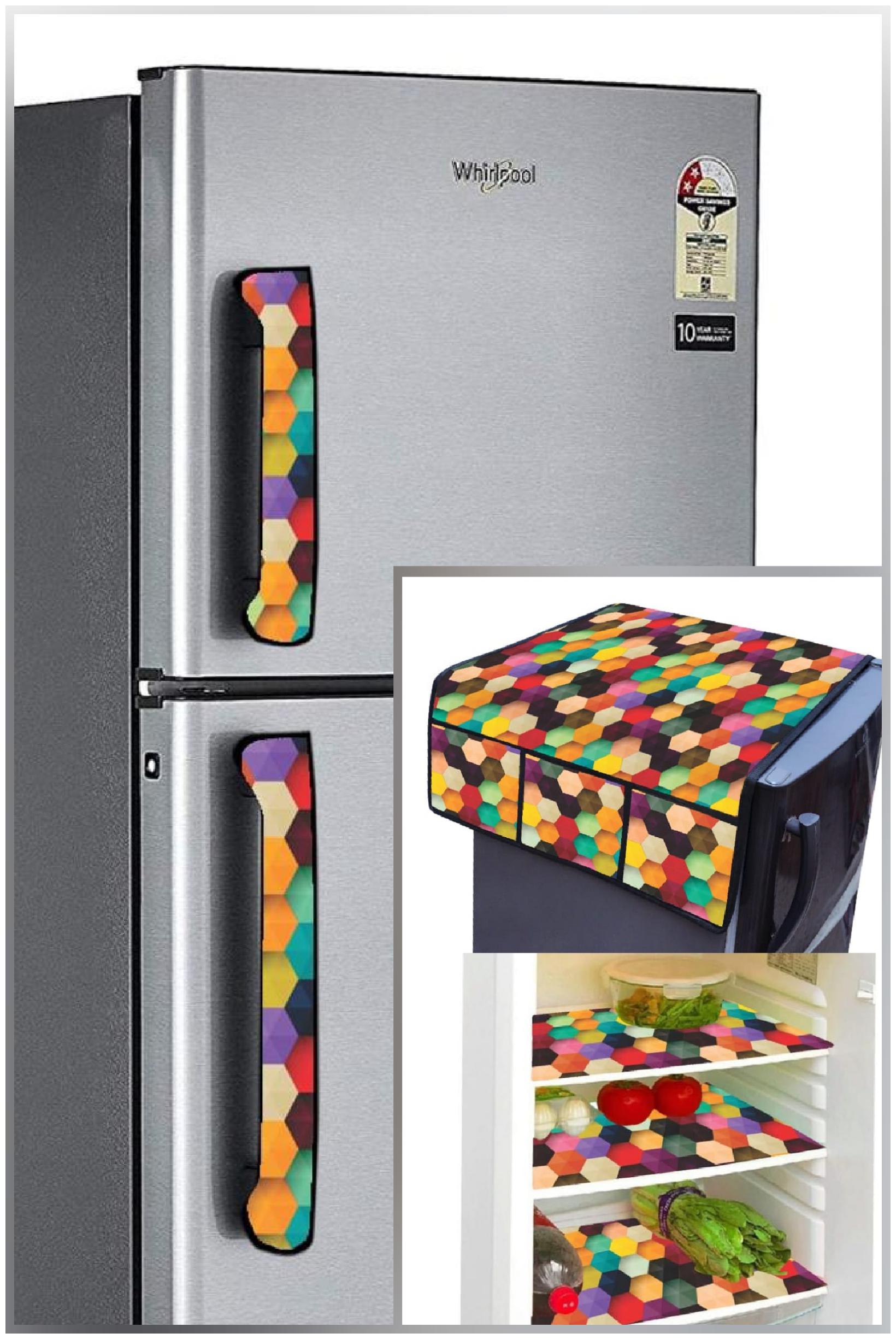 

Shree Jee Printed 1 pc Refrigerator top cover 3 pcs Refrigerator Mats 2 pcs Fridge Handle Cover(Pack of 6))