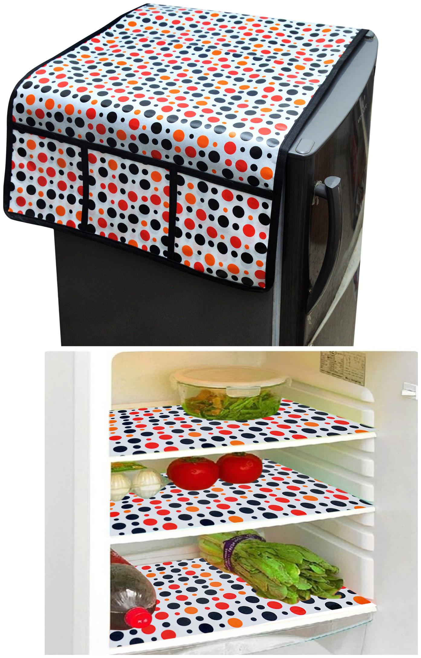 

Shree Jee Printed 1 pc Refrigerator Top Cover 3 pcs Refridgerator Mats(Pack Of 4))