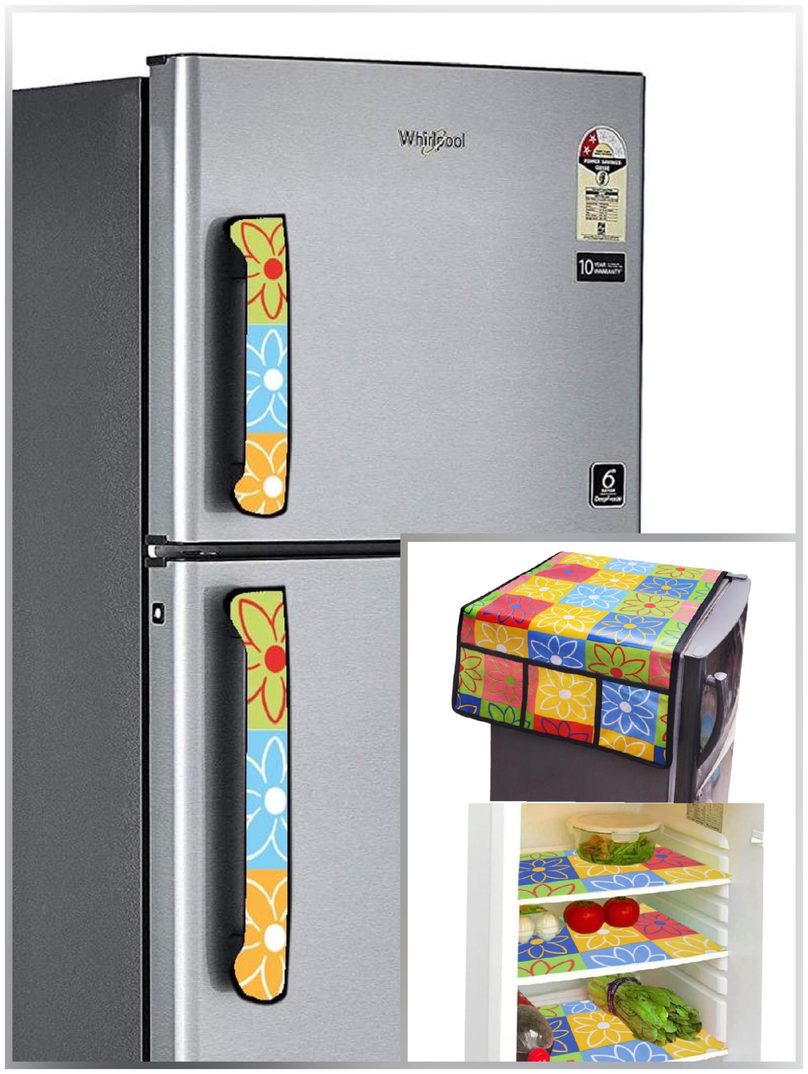 

Shree Jee Printed 1 pc Refrigerator top cover 3 pcs Refrigerator Mats 2 pcs Fridge Handle Cover(Pack of 6))