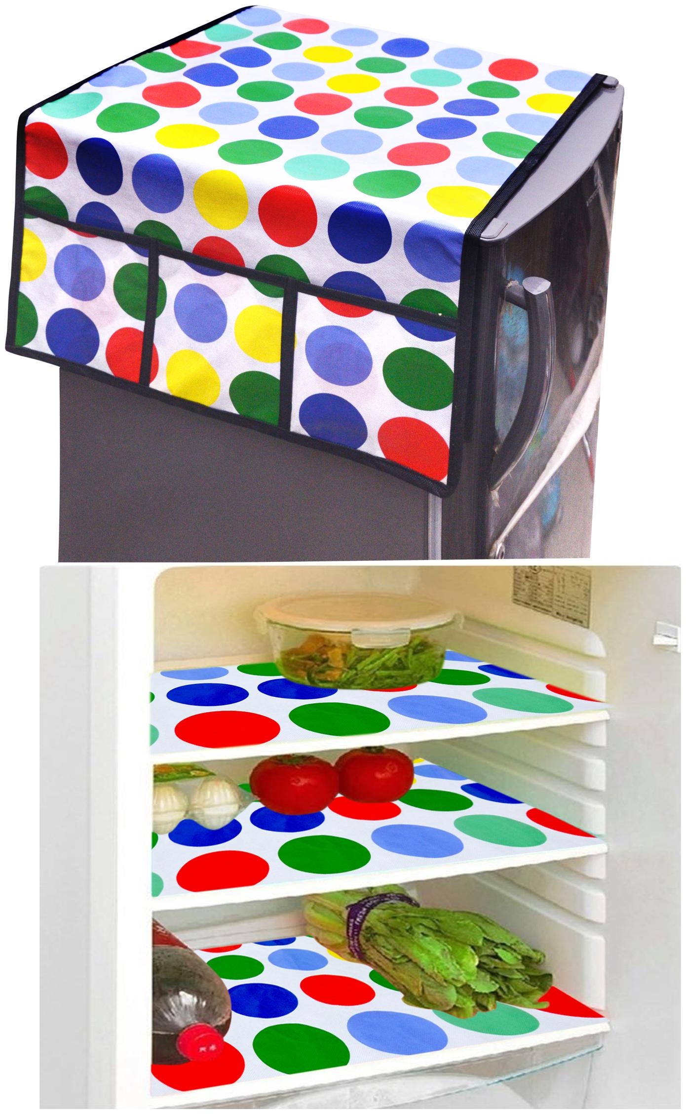 

Shree Jee Printed 1 pc Refrigerator Top Cover 3 pcs Refridgerator Mats(Pack Of 4))