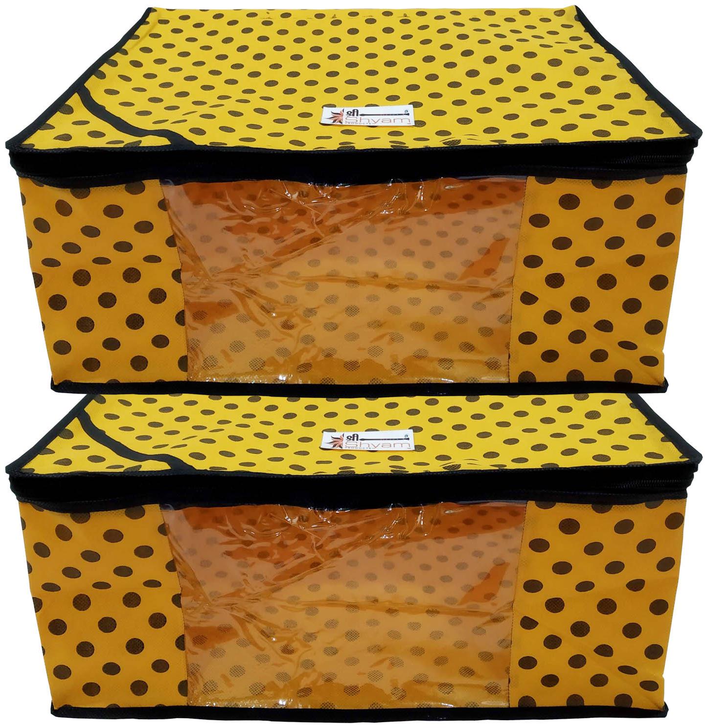 

Shree Shyam Products Polka Print Non Woven Box Saree Cover 2 Pcs Set