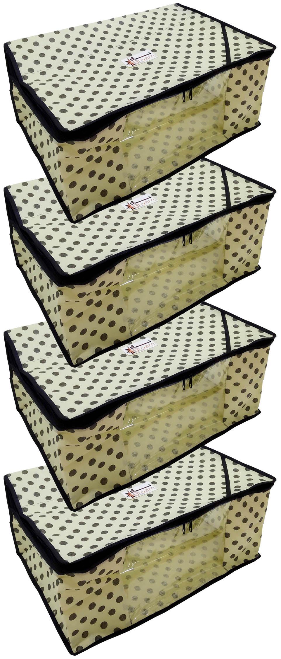 

Shree Shyam Products Polka Print Box Light Golden Saree Cover 4 Pcs Set