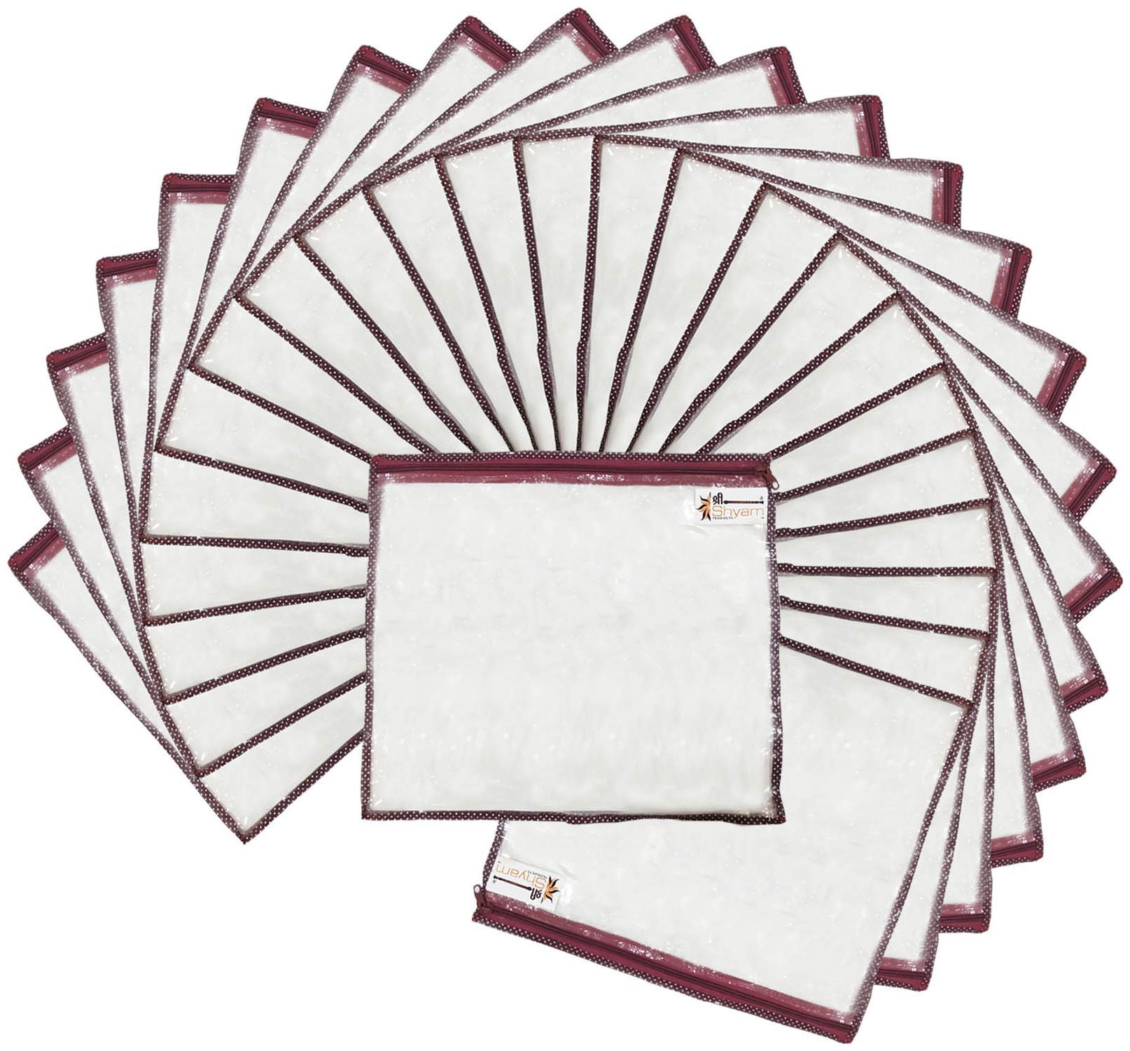 

Shree Shyam Products Maroon Pipin Transparent Single Saree Cover 24 pcs Set