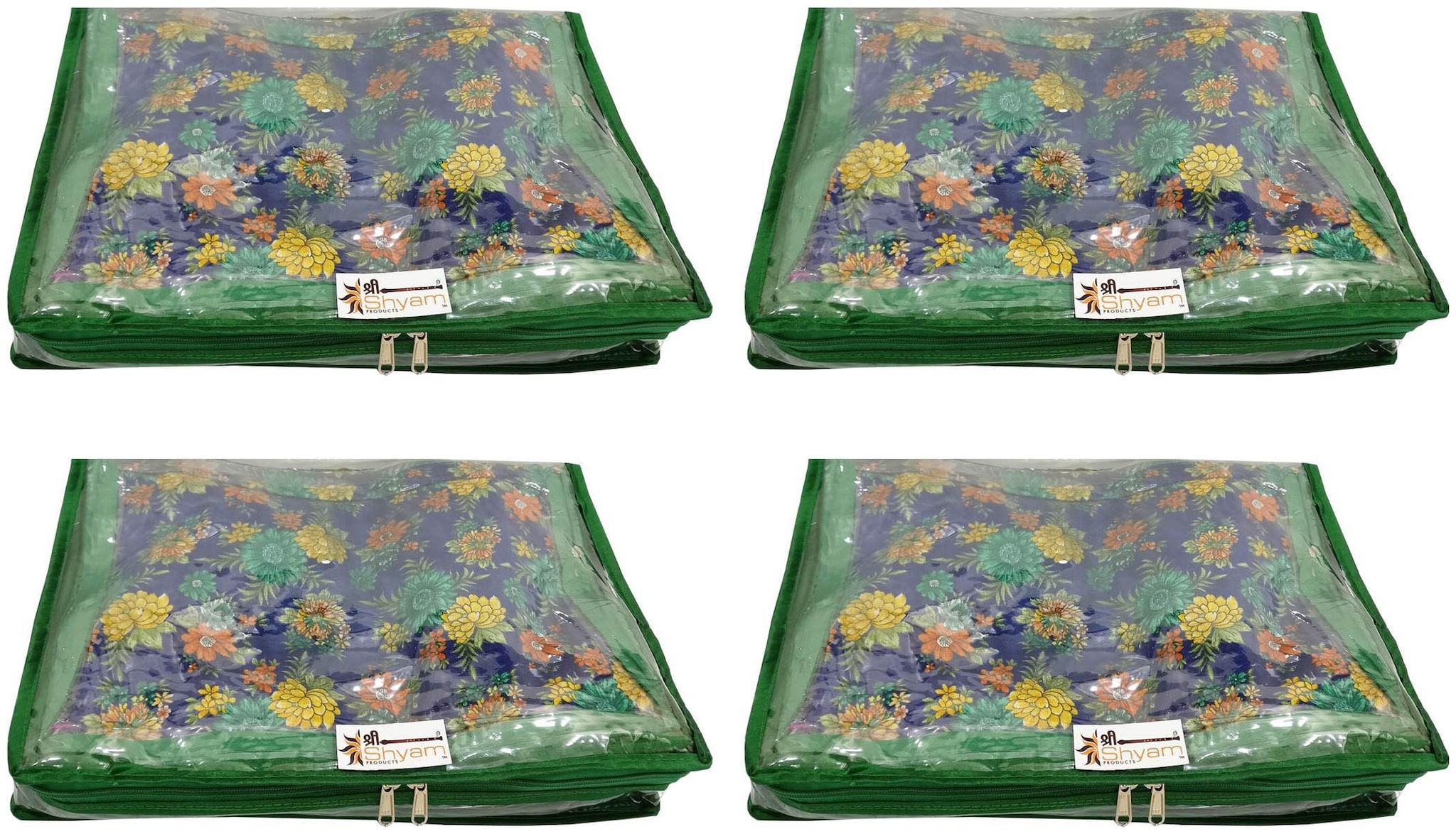 

Shree Shyam Products Transparent With Bhagalpur Fabric 2 inch Saree Cover 4 Pcs Set