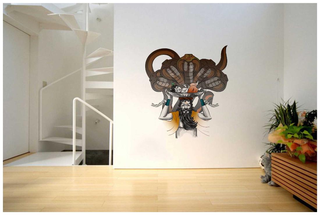 Buy Rawpockets Wall Stickers ' Shri Krishna with Vasudev Wall Decal