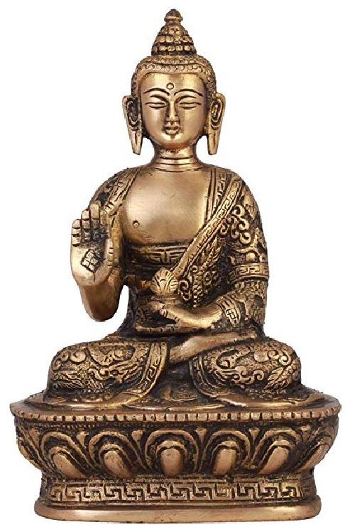 

Shrines Brass Buddha Idol (7 inch tall) Hand Crafted Lifestory Buddha Statue Fine Carving Religious Idol -Set of 1