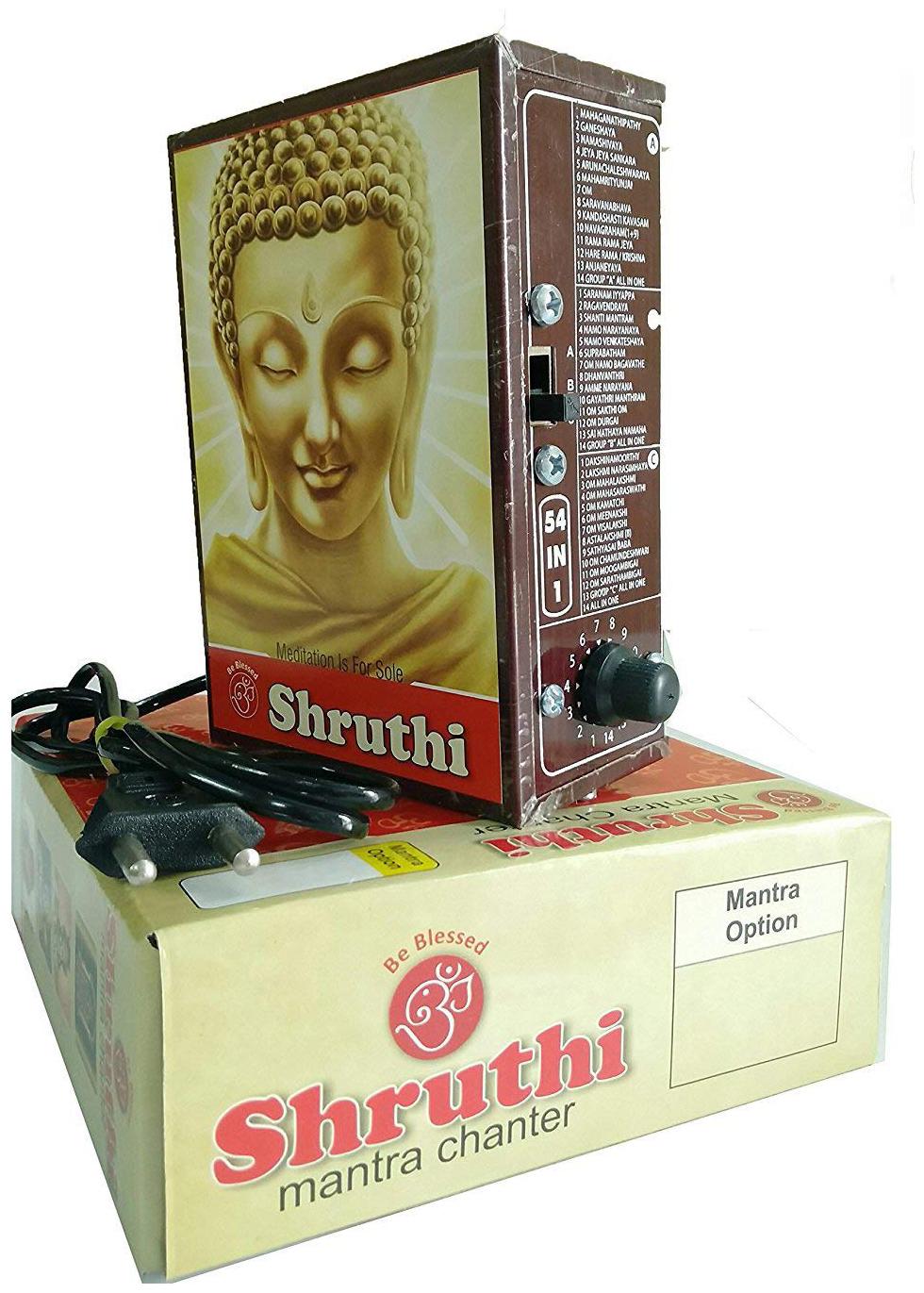 

Shruthi Chanting Box by Shruthi 54 in 1 Mantra Repeater sloka Divine Voice Pooja Chanting Box devotional Chanting -Effective for Meditation Relaxation Stress