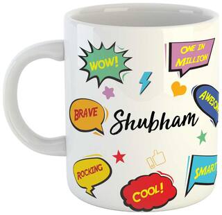 Shubham Name Printed Ceramic Coffee Mug. Best Gift For Birthday by AshvahTM