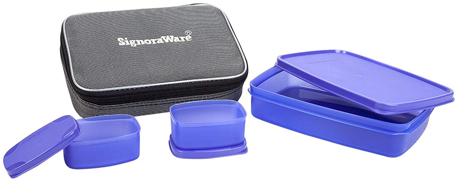 

Signoraware Compact Lunch Box With Bag - Set of 1 Purple