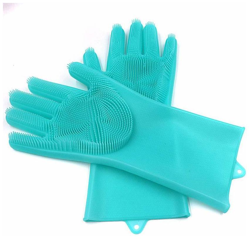 

Silicone Gloves with Wash Scrubber Non-Slip for Household Cleaning Great for Protecting Hands in Dishwashing Car Washing Pet Grooming Kitchen Bathroom Cleaning Lavender