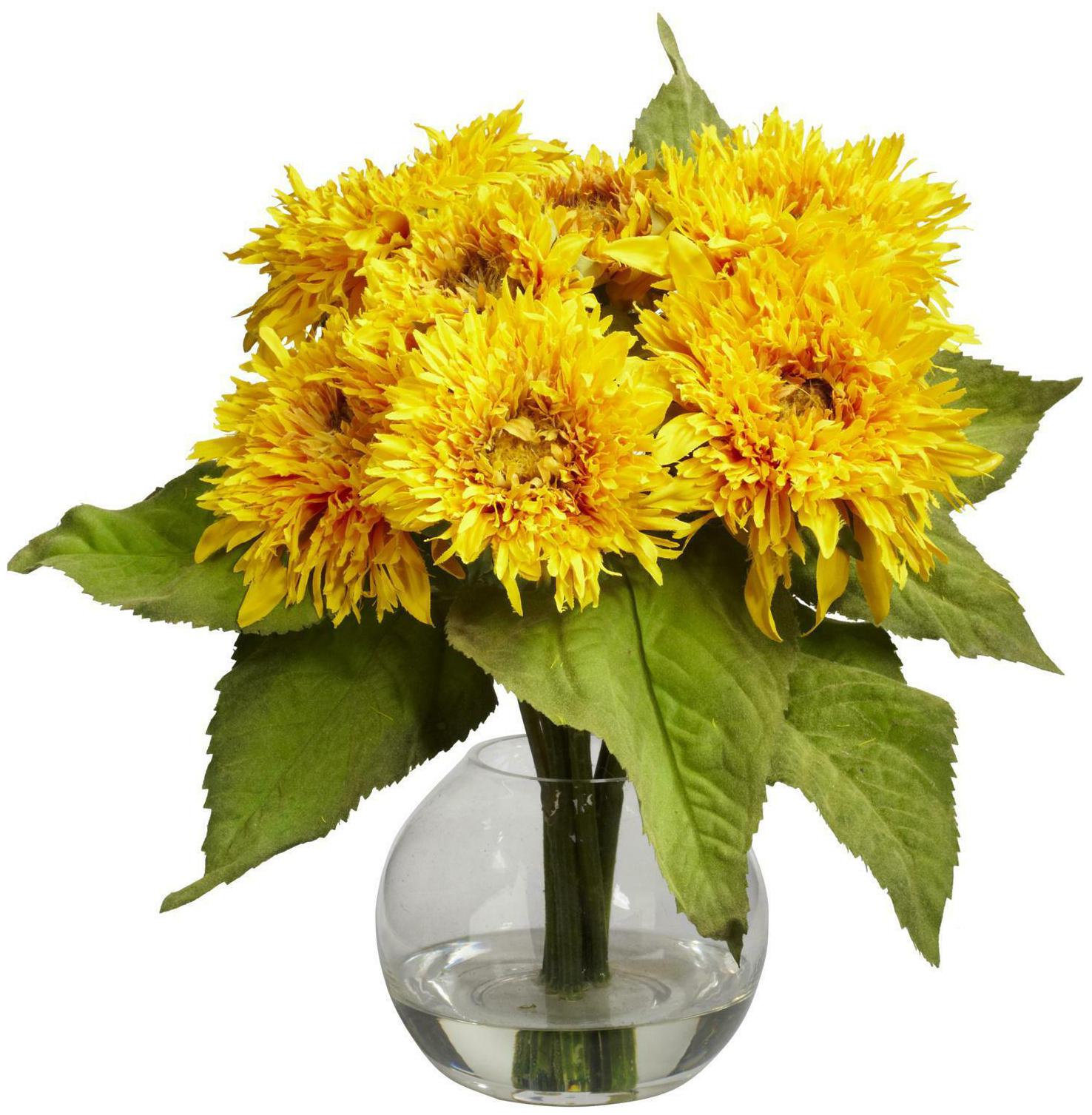 

Silk 12-inch Sunflower Arrangement Yellow Clear
