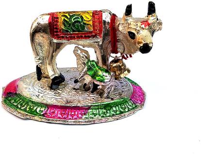 Silver Metal Cow statue ( For Home Temple;Car Dashboard;Special for Krishna Temple Statue )