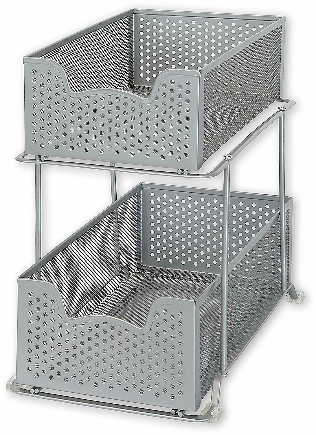 Buy Simple Houseware 2 Tier Sliding Cabinet Basket Organizer
