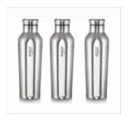 

Sizzle Stainless Steel Silver Water Bottle ( 850 ml Set of 3 )