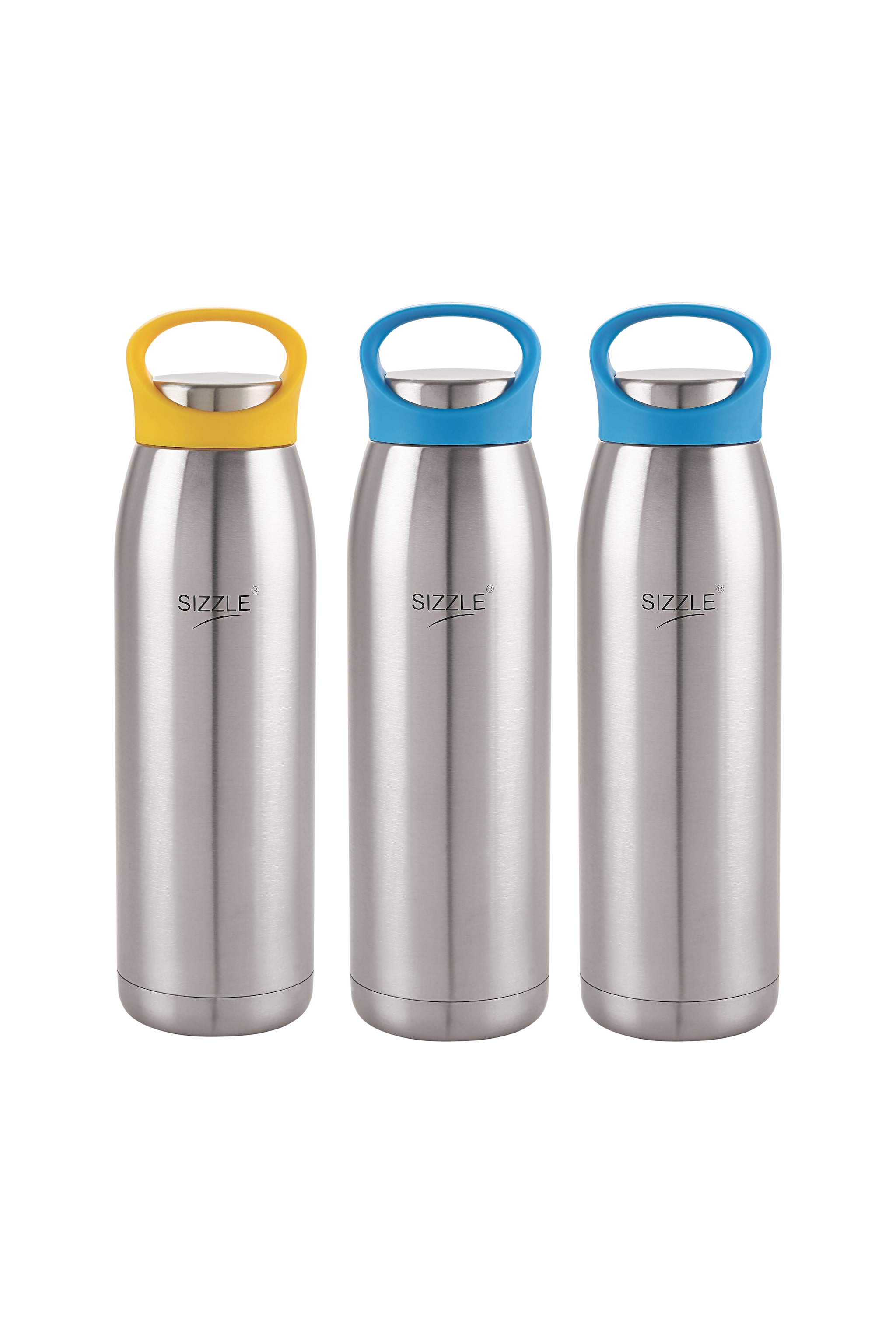 

Sizzle Stainless Steel Blue Yellow Water Bottle ( 900 ml Set of 3 )
