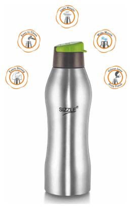 

Sizzle Stainless Steel Green Water Bottle ( 650 ml Set of 1 )