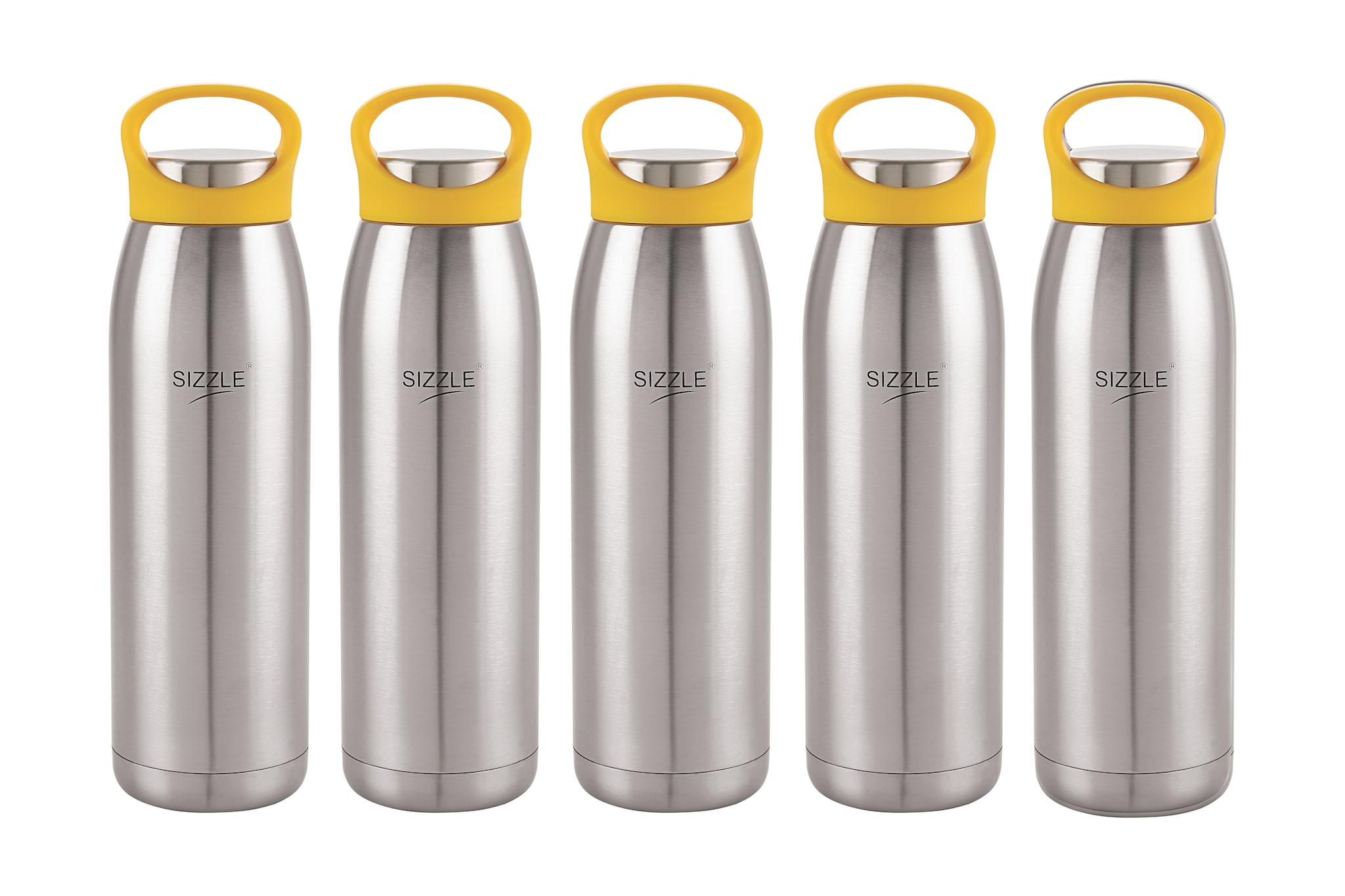 

Sizzle Stainless Steel Yellow Water Bottle ( 900 ml Set of 5 )