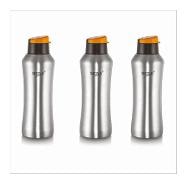 

Sizzle Stainless Steel Orange Water Bottle ( 650 ml Set of 3 )