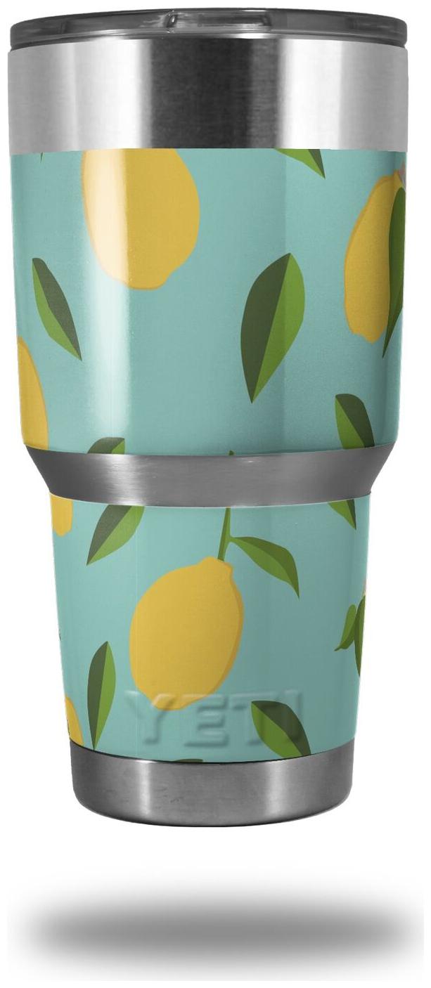 

Skin for Yeti Rambler 30oz Lemon Leaves Light Blue TUMBLER NOT INCLUDED
