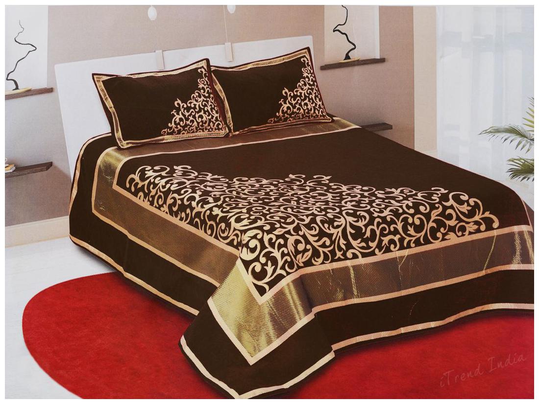 

iTrendIndia Chenille Abstract Double Size Bedsheet ( 1 Bedsheet With 2 Pillow Covers Brown )