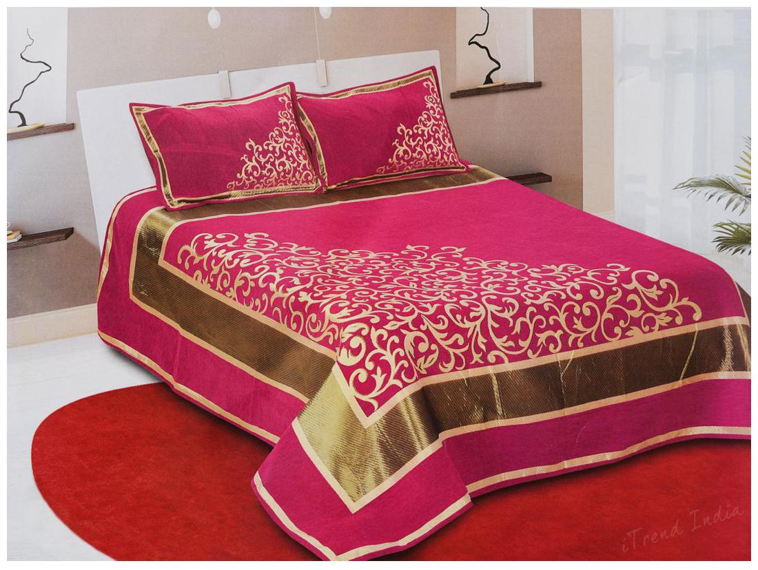 

Itrend India Chenille Abstract Double Size Bedsheet ( 1 Bedsheet With 2 Pillow Covers Pink )