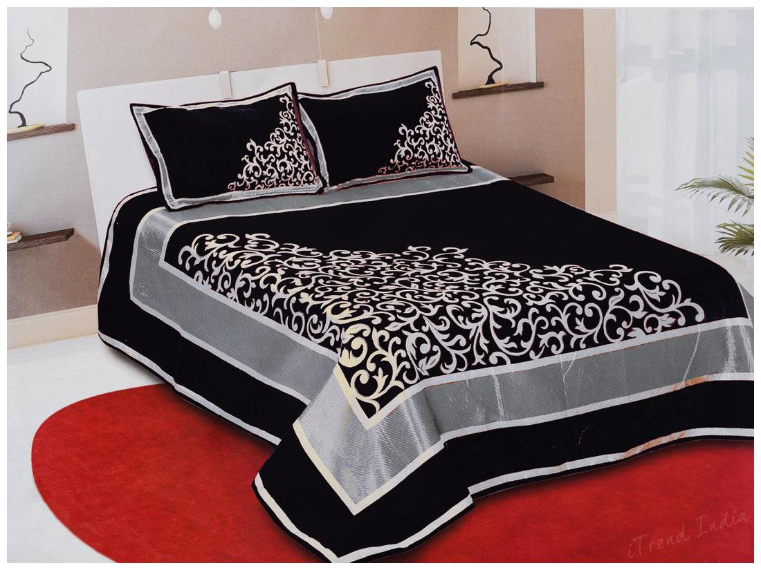 

iTrendIndia Chenille Abstract Double Size Bedsheet ( 1 Bedsheet With 2 Pillow Covers Black )