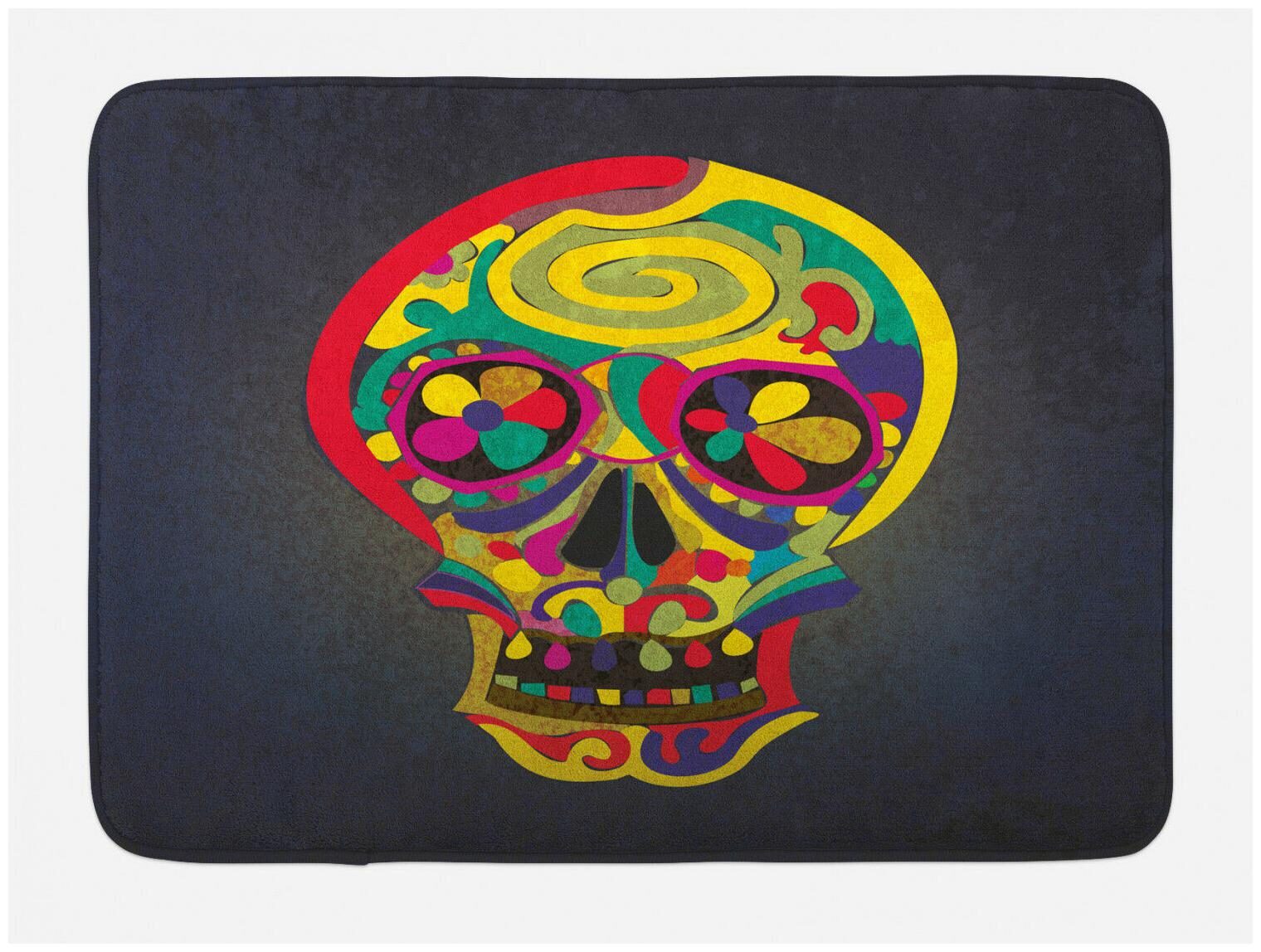

Skull Bath Mat Artistic Colorful Skull Non-Slip Plush Mat 29 5 X 17 5 Inches